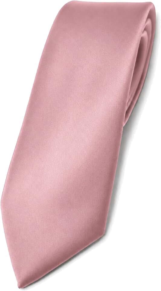 TigerTie schmale Satin-Krawatte unicolor, 150x6 cm, für Business, Hochzeit und Feier