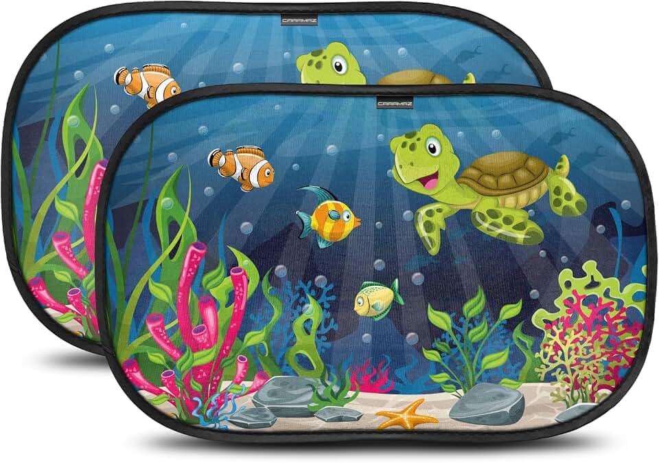 CARAMAZ Sonnenschutz Auto Baby mit UV Schutz, Reach Zertifiziert - Opti-Dark - GSM100+ inkl. Saugnapf - Verdunklung 51x31cm, 2 Stück