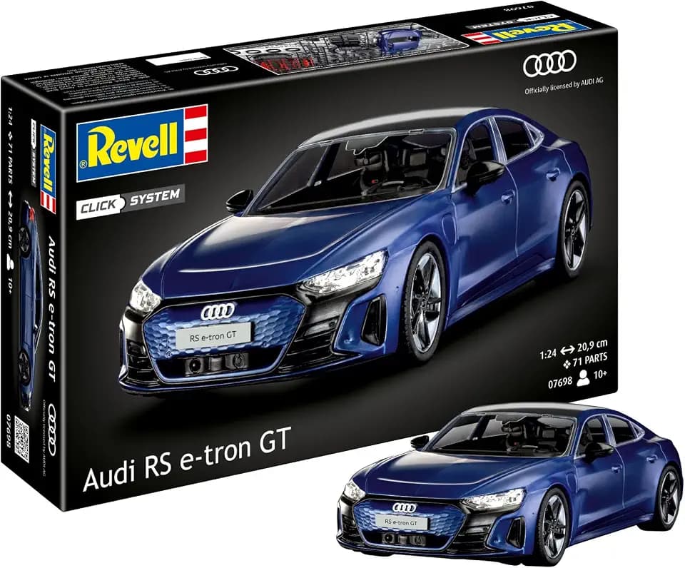 Revell Modellbausatz Audi RS e-tron GT - Detailgetreue Karosserie - Bewegliche Vorderachse - Easy-Click-System für einfachen Zusammenbau; Mit Abziehbildern für individuelle Gestaltung
