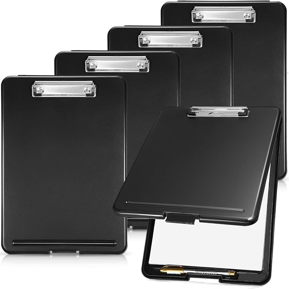 Mimorou 5 Pcs Plastic Clipboard with Storage, 9.5 x 13.5 Inch Heavy Duty