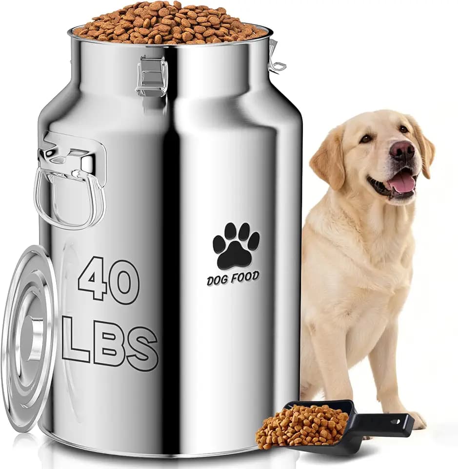 40Lbs Large Metal Dog Food Storage Container, Stainless Steel Dog Food Storage Container