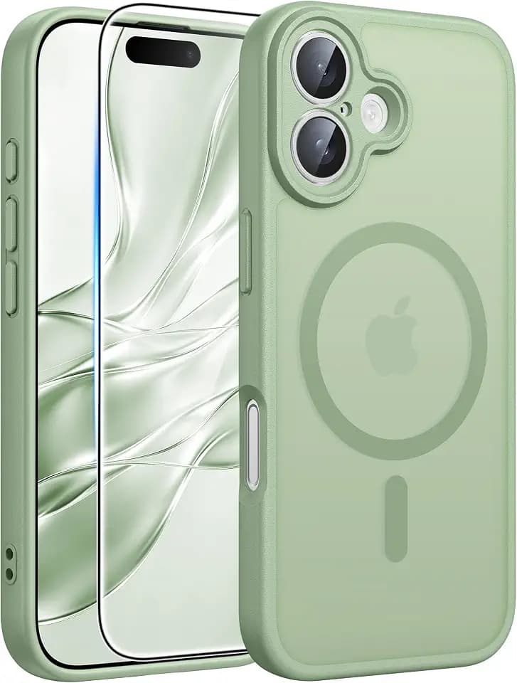 FNTCASE for iPhone 16 Plus Case Light Moss: Compatible with MagSafe