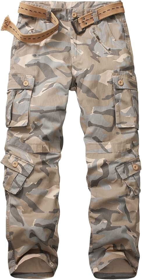 Mens Cargo Pants Camo Work Tactical Rip Stop BDU Casual Army Military Pants
