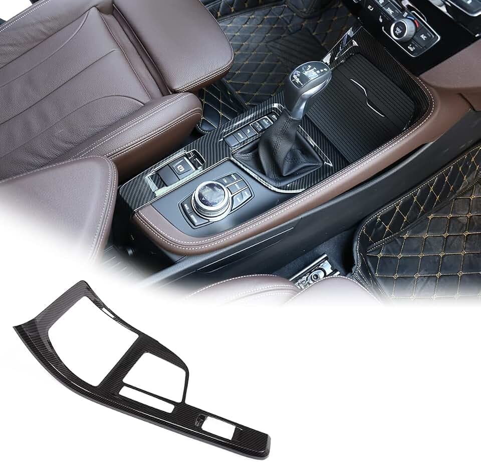 Yiwang kohlefaser Stil abs Chrom mittelkonsole Dekoration Rahmen Abdeckung Trim für x1 f48 2016-2019, für x2 f47 2018 linkslenker Auto zubehör (kohlefaser)