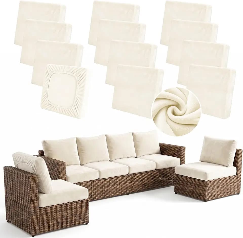 12Pcs Velvet Patio Cushion Covers Skin-Friendly Soft Outdoor Cushion Covers