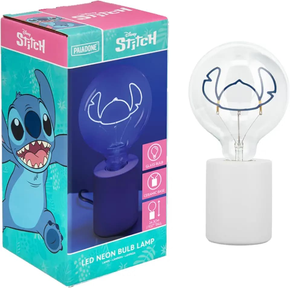 Paladone Stitch-LED-Neonlampe, dekorativ, offizielles Lilo-&-Stitch-Lizenzprodukt, E27-Glas-Glühbirne, Sammlerstück, lustige Lampe für Schlafzimmer und Zuhause