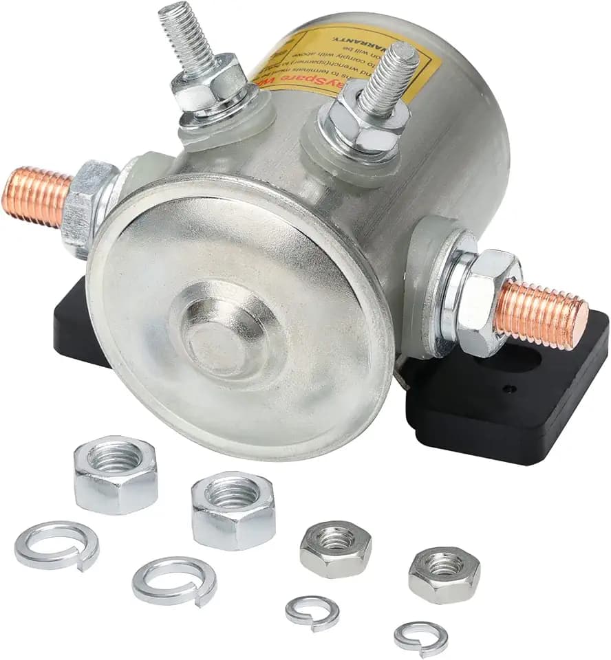 MaySpare 200A Upgraded Continuous Duty Solenoid Relay NEED BREAK For Golf Carts, Winch, Marine In Rush 12VDC With Black Plastic Bracket Zinc-Plating