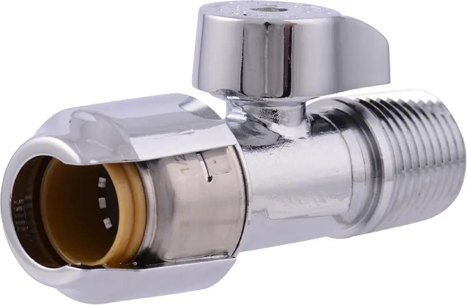 SharkBite Max 1/2 x 1/2 Inch MIP Straight Stop Valve, Quarter Turn, Push to Connect Brass Plumbing Fitting, PEX Pipe, Copper, CPVC, PE-RT, HDPE, UR24947