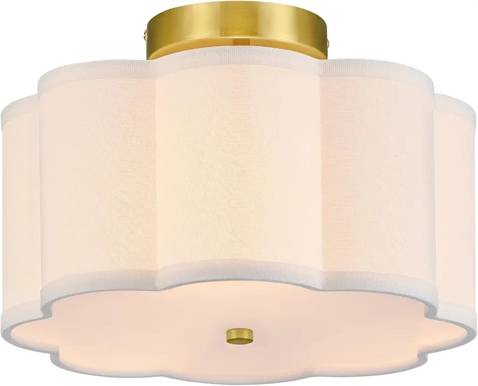 VONLUCE Semi Flush Mount Ceiling Light 12.6", 3-Light Drum Light Fixture