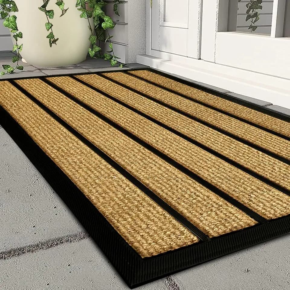 Qingbei Rina Outdoor-Matten für Haustür, 40 x 70 cm, gelber Streifen