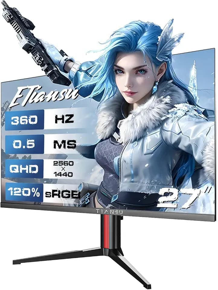 27" 360Hz QHD Fast IPS Gaming Monitor,0.5ms FreeSync+G-Sync,HDR400,VESA