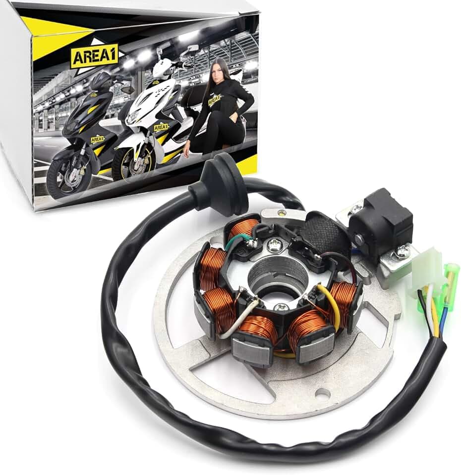 Area1 Ersatz Lichtmaschine Stator für 50ccm 2-Takt. Kompatibel mit ATU Explorer Race GT50 Race 2 Speed Iron Hi Spin GE Candy Classic Commodo Cracker Jump K50 Kallio Twister