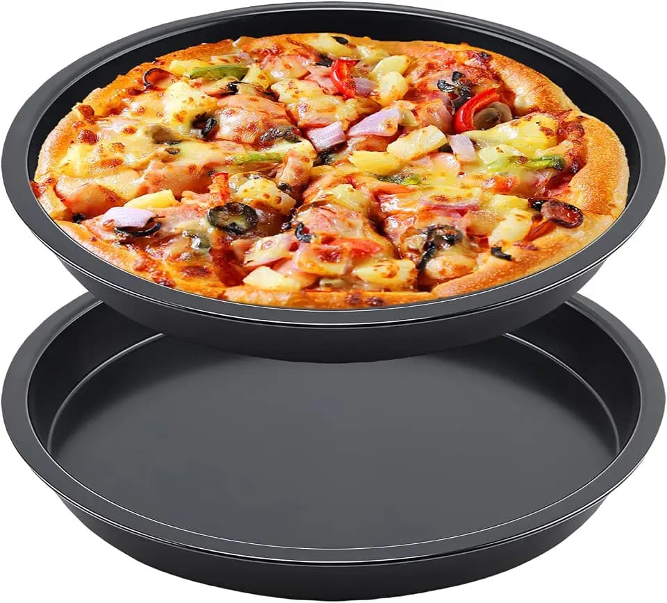 2 Stück Pizza Backblech: Ø 27.5cm Pizzablech, Kohlenstoffstahl Rund Pizzaform Mit Antihaftbeschichtung, Pizza Blech Kuchenform Für Flammkuchen, Leichte Reinigung