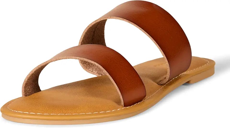 Amazon Essentials Women's Two Band Slip On Open Toe Fashion Slide Sandal