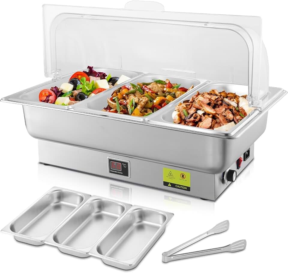 3 x 3QT Electric Chafing Dish with Knob Temperature Control