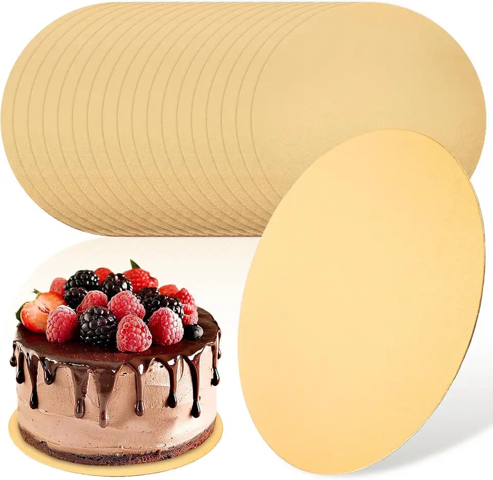 APACALI 20 Stück Cakeboard 30 cm Rund, 2mm Tortenunterlage Rund, Wiederverwendbar Tortenplatte für Transport Kuchen und Torten, Gold