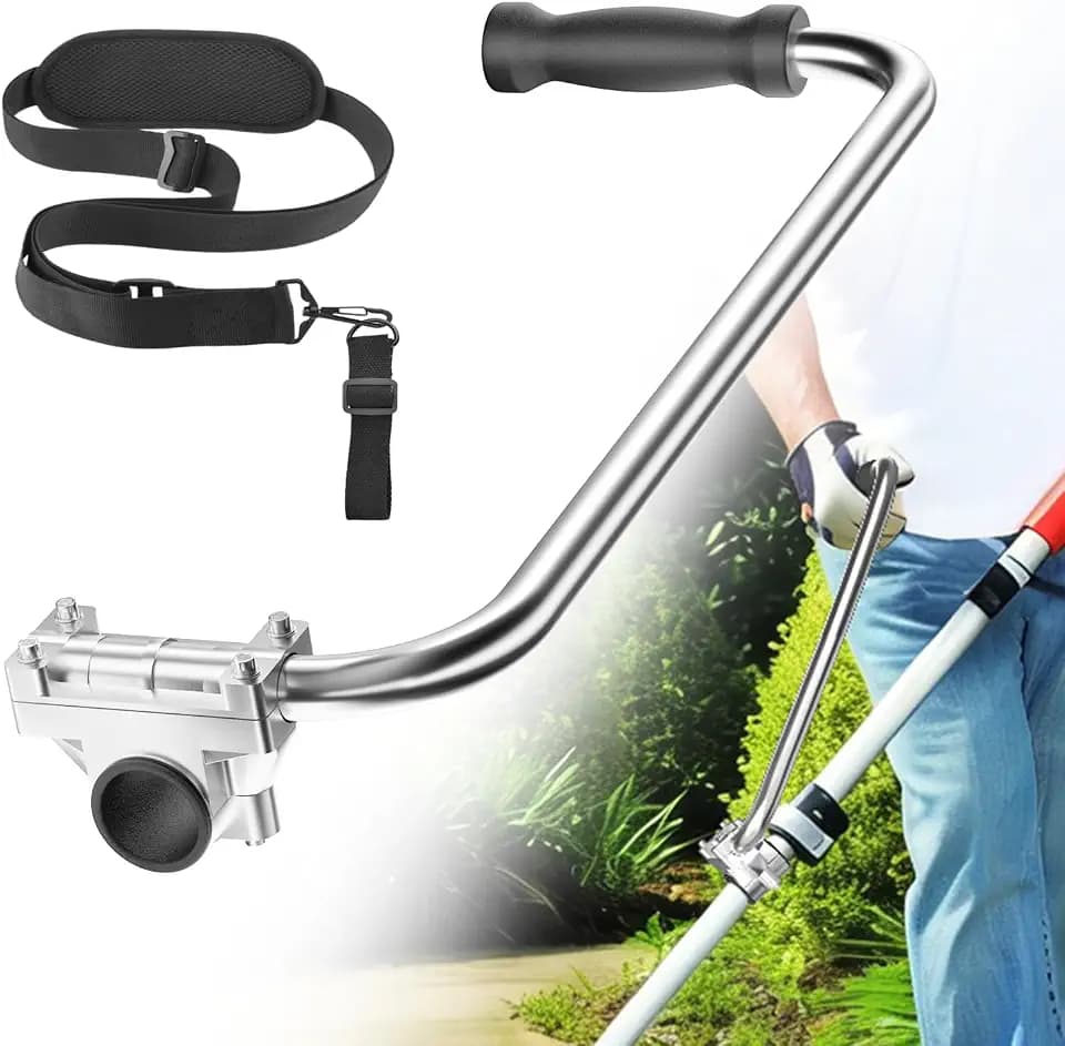 Upgraded Ergonomic Weed Eater Handle, String Trimmer Grip with Adjustable Shoulder Harness & Bracket Clamp, Universal Back Saver Handle Extension Trimmer Handle for Lawn Care, Yard Trimming