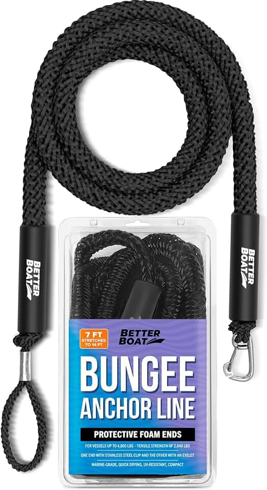 Bungee Anchor Rope, Elastic Snubber Anchor Line, 7 ft to 14 ft Stretch