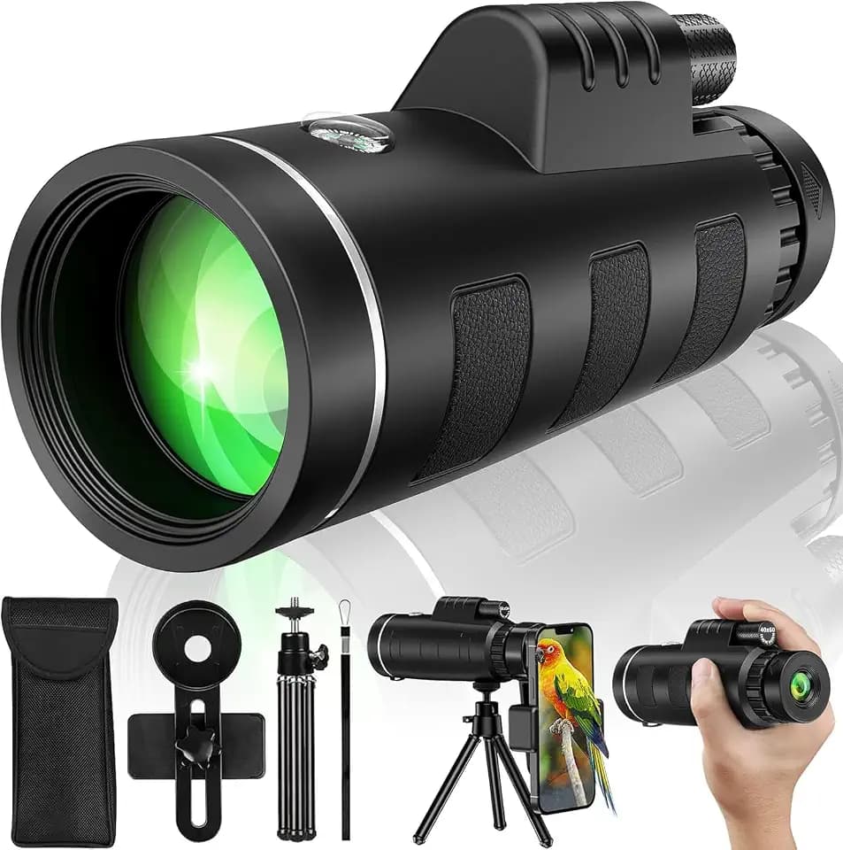 40x60 Telescope with Smartphone Adapter and Telescope Cases, Telescope for Adults High Powered, Monocular for Adults, Compact Low Light Vision for Wildlife, Hunting, Camping,Adventures