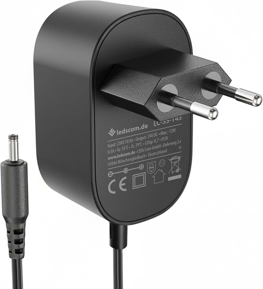 ledscom.de 12W LED Netzteil für Stecksystem Atom, Stecker, 24V DC, schwarz, IP20