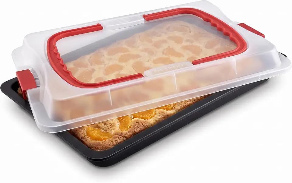 Dr. Oetker Backblech mit Transporthaube Bake & Go 42 x 30 cm, praktisches Ofenblech mit Deckel zum Transportieren