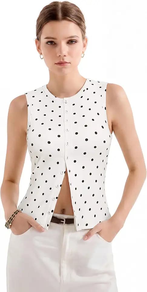 SUUKSESS Women Button Down Going Out Trendy Tops Ribbed Sexy Vest Y2K Tank Tops