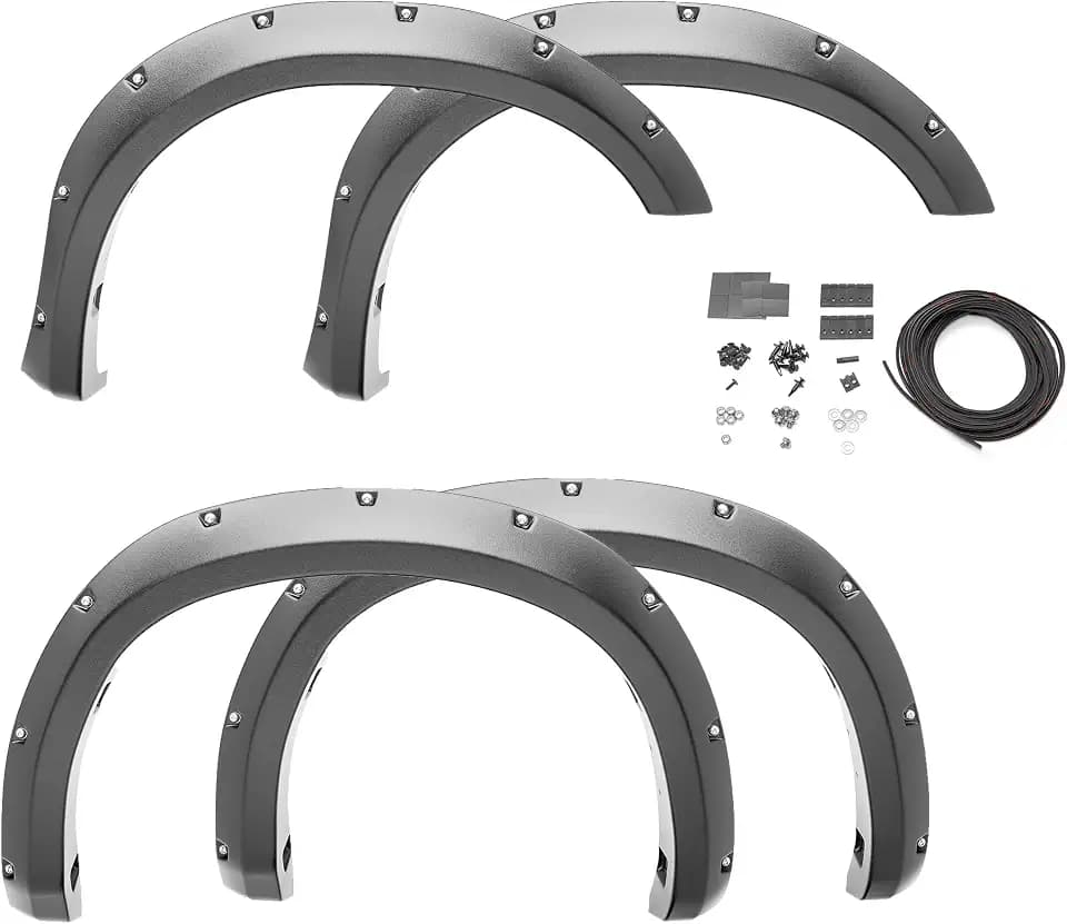Bushwacker - Pocket/Rivet Style, Front & Rear Fender Flares | Fits 2019-2026 Ram 2500/3500, (Excludes Dually), Black | 4-Pcs. 50930-02