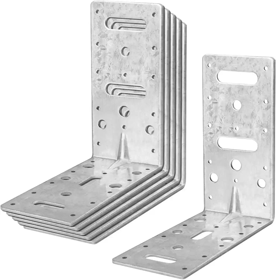 6 PCS 6" L Right Angle Bracket, Reinforcing Rib Corner Brace for Wood