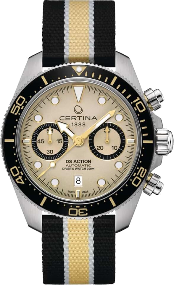Certina, Mens, DS Action Chrono, 44.6, mm, Tide, Automatic Chrono, Date, Watch, Silver, Tide, C0328271827100