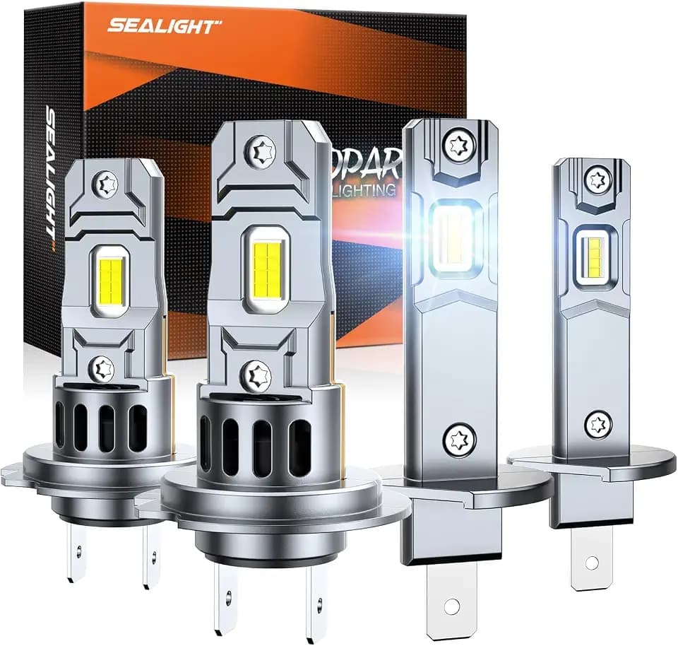 SEALIGHT S2S H1 H7/H7LL Light Bulbs Wireless 160,000LM, 1500% Brighter H7 H1 LED Fog Bulbs 6500K Cool White, Plug and Play, No Adapter Required, IP68 Waterproof, Pack of 4
