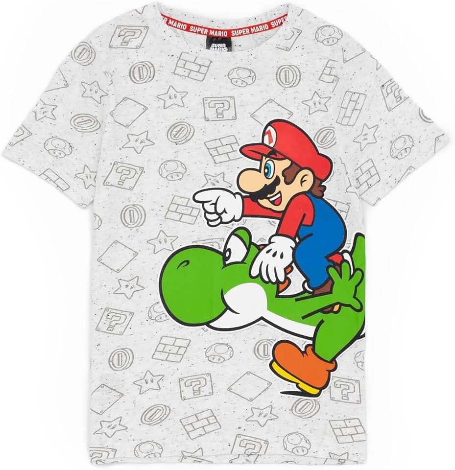 Nintendo Super Mario und Yoshi Boy Kinder grau Charakter T-Shirt Top