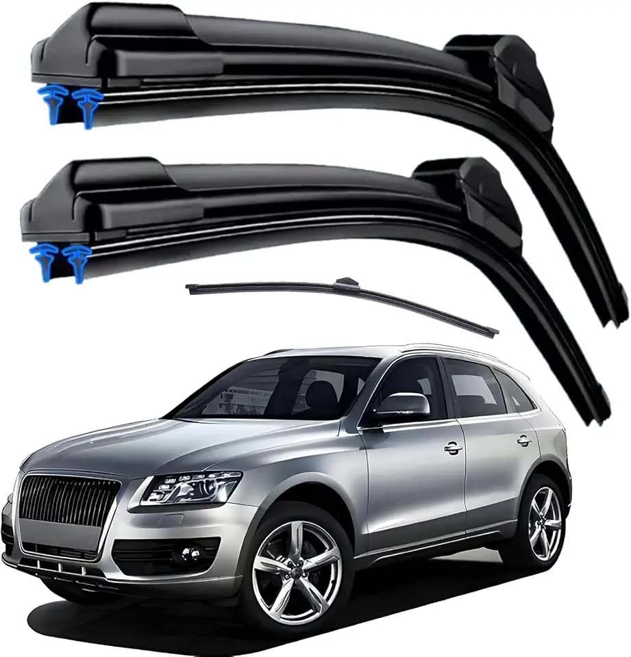 Dual Rubber Blade Windshield Wipers for Audi Q5 2009 2010 2011 2012 2013 2014 2015 2016 2017 SQ5 24"+20"+13" Rear Wiper Blades Q3 2019-2025 Top Lock (Set of 3)