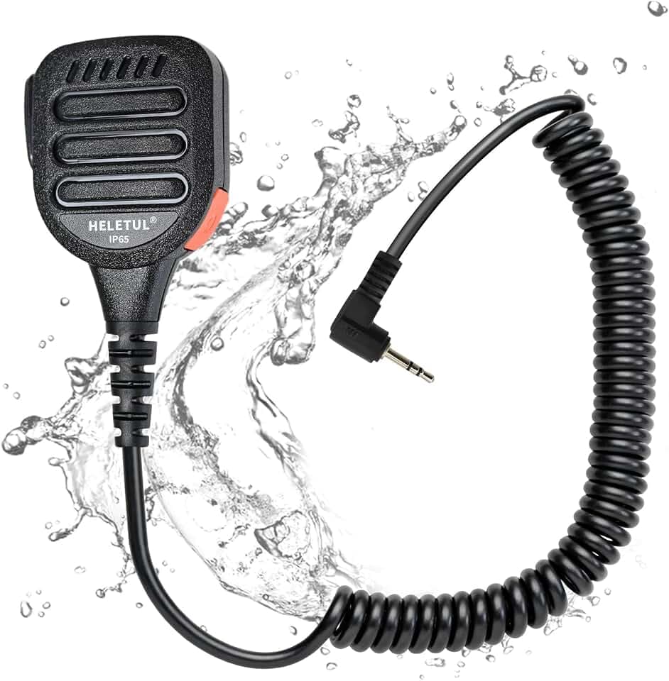 IP65 Waterproof Two Way Radio Mic 1Pin 2.5mm Shoulder Mic PTT Lapel Microphone for Motorola Talkabout Walkie Talkie T200 T402 T600 T800 T5000 T6500 T92 H2O MH230R MR350R MT350R MS350R (Black)