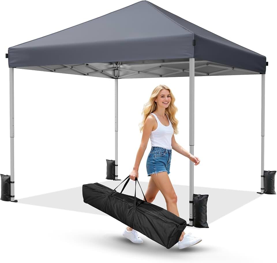 Driftalia 10x10 Pop Up Canopy Tent One-Push Center Lock, Portable Shelter