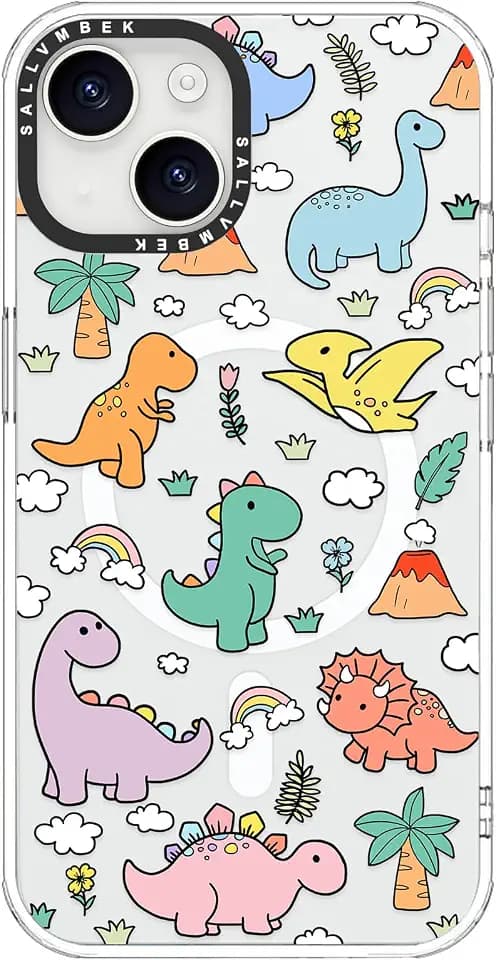 for iPhone 14 Case/iPhone 13 Case 6.1 inch,Compatible with MagSafe,Cute Dinosaur Print Pattern,Magnetic Shockproof Protective TPU Bumper Cases Cover for iPhone 14/13 Women Girls