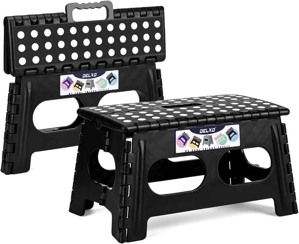 Delxo Folding Step Stool 9 inch 2 Pack,300 Lbs Step Stool for Kids&Adults