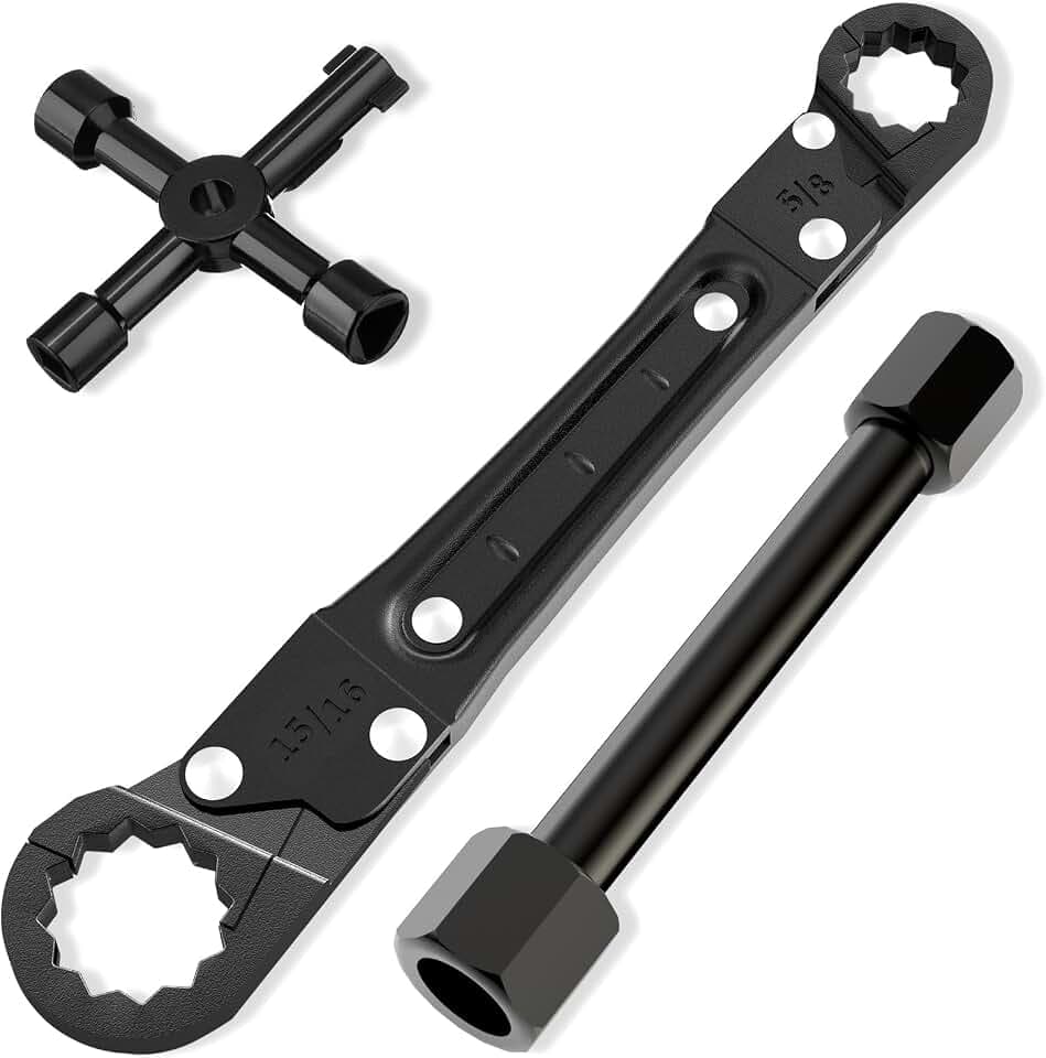 Plumbing Tools, Angle Stop Wrench Angle-On Wrench kit (Black)