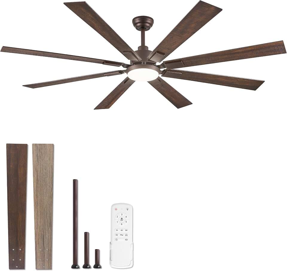 ZMISHIBO 72” Farmhouse Ceiling Fan with Light, Remote Control, Oil Bronze