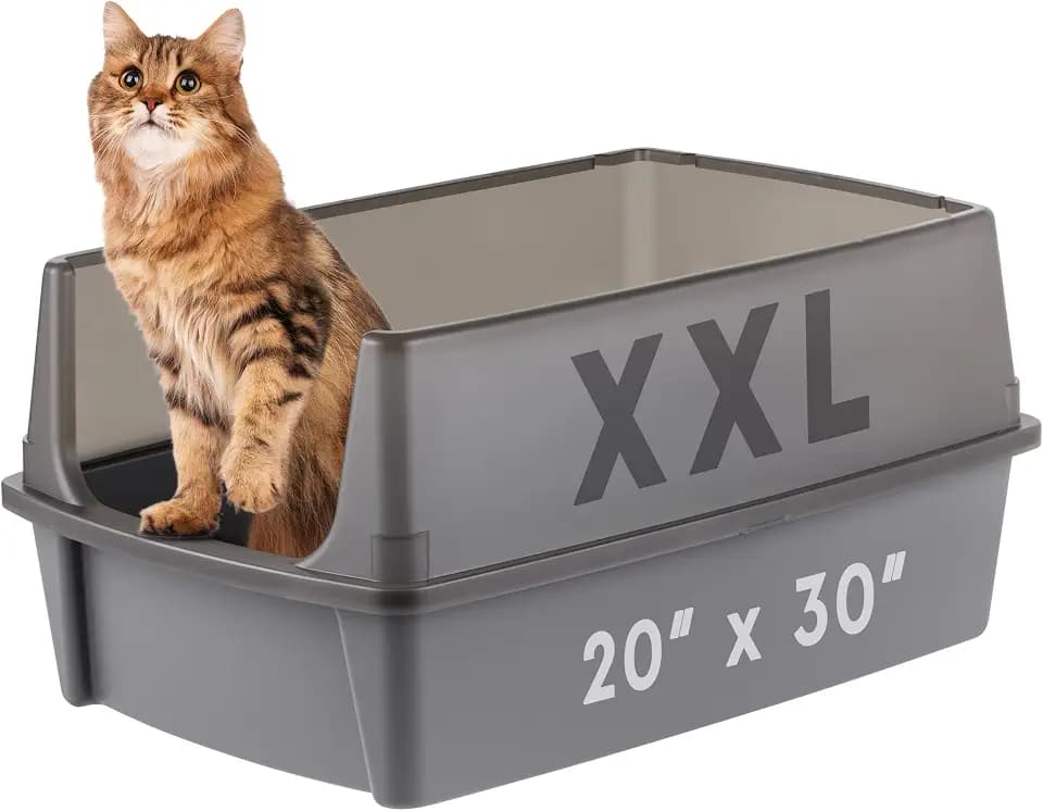 IRIS USA XX-Large High Sided Cat Litter Box, Scatter Shield, Gray