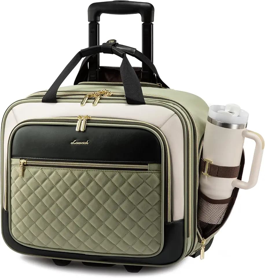 LOVEVOOK Rolling Laptop Bag for Women, Underseat Carry On Bag with Wheels