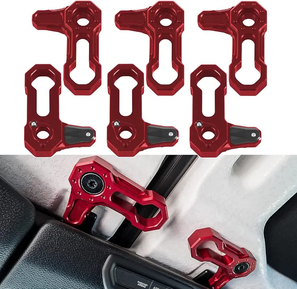 Billet Aluminum Freedom Panel Latch Hardtop Roof Removal Switch Handle Compatible with Jeep Wrangler JL 2018-2025 and Gladiator JT Acessories Red (Set of 6 Locks)