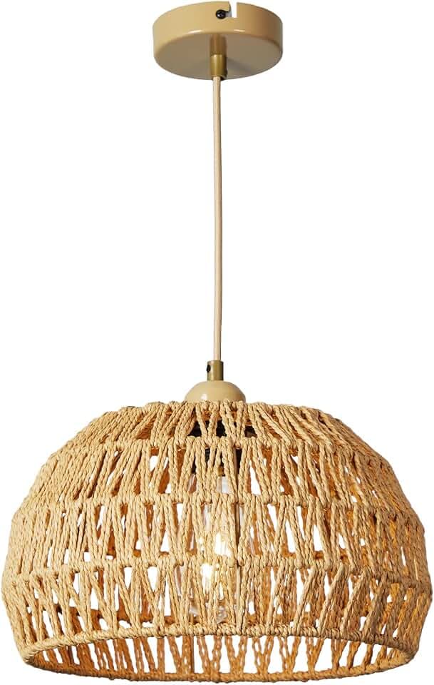 Rattan Lampe - Boho Pendelleuchte Esstisch E27 Hängelampe Geflecht