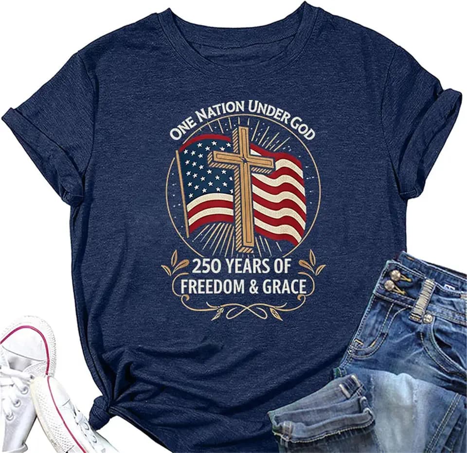 250th Anniversary USA Shirts Womens America Flag Graphic T-Shirt