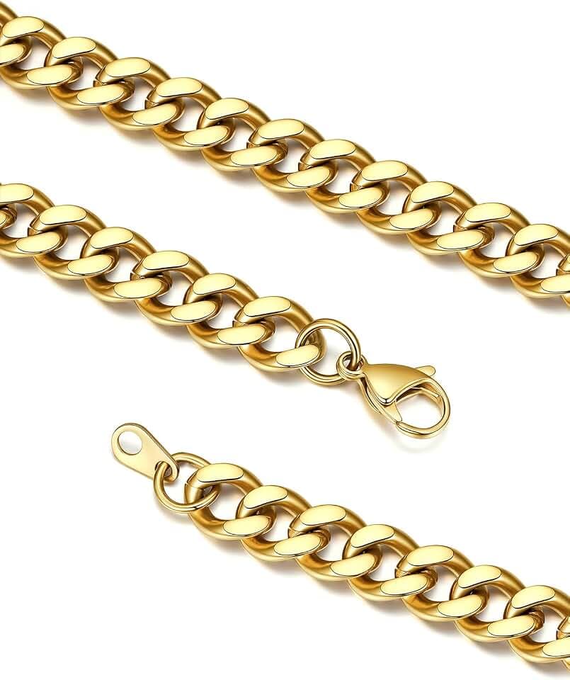 ChainsPro Cuban Link Chains for Men, Stainless Steel Hip Hop Miami Necklace
