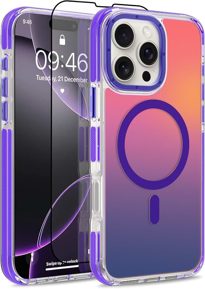 Magnetic Case Fit for iPhone 16 Pro Max, Fluorescent, Purple