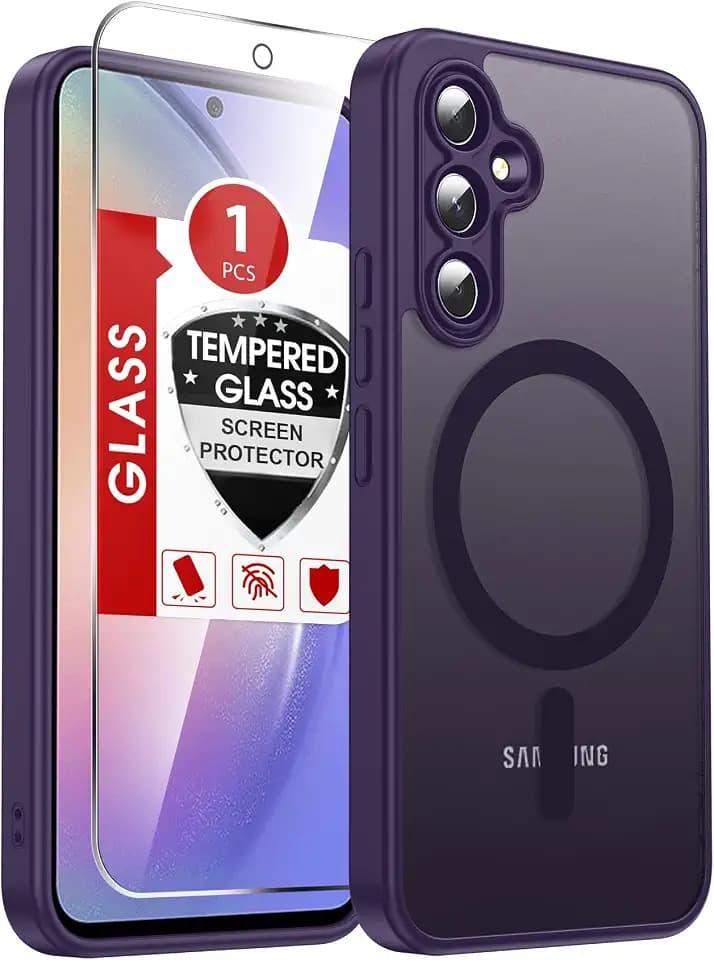 LeYi for Galaxy A54-5G Phone Case: Magnet Fit with Screen Protector Purple