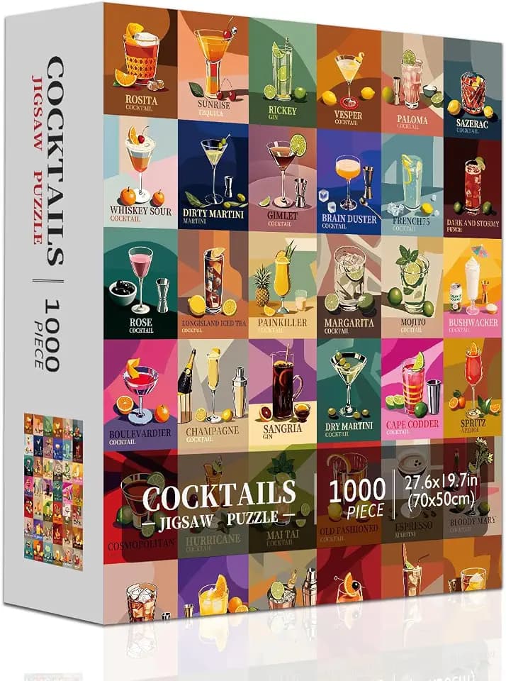 Cocktail Jigsaw Puzzles for Adults 1000 Pieces, Unique Cocktails 1000 Piece Puzzle for Adults, Hard Difficult Impossible Challenging Jigsaw Puzzles 1000 Pieces