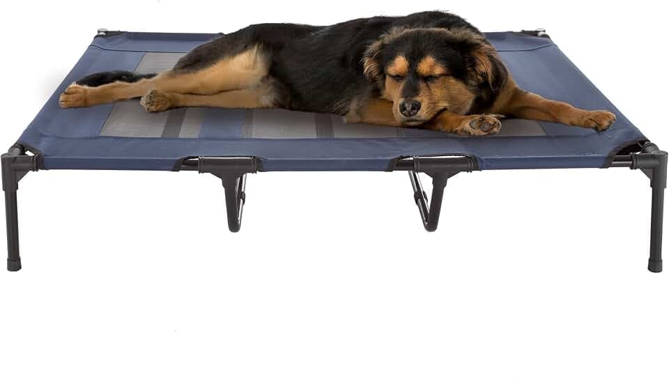 PETMAKER Erhöhtes Hundebett, tragbar, mit rutschfesten Füßen, für drinnen und draußen, für Haustiere bis zu 50 kg, Blau