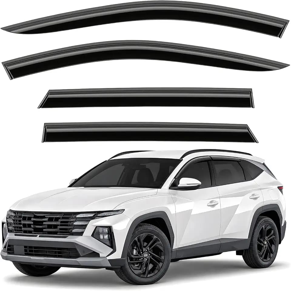 Window Deflectors Smoke Tinted Tape-On Side Window Vent Visor Deflectors Rain Guards Compatible with Hyundai Tucson 2022-2026 - 4pcs. GW0246