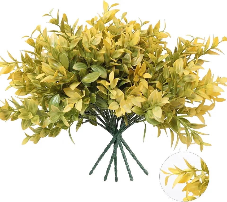 Artificial Greenery Stems Fake Lucky Bamboo Leaves Fall Faux Flowers Plants
